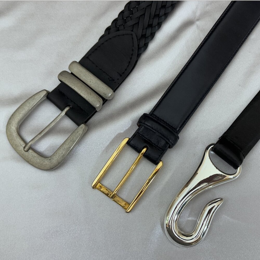 Belts Lot of 3 Black Women's Belts Chico's Ralph Lauren + 1 Unbranded